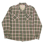 WRANGLER Fleece lined Mens Green & Brown Check Cotton Blend Shirt L Casual