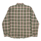 WRANGLER Fleece lined Mens Green & Brown Check Cotton Blend Shirt L Casual