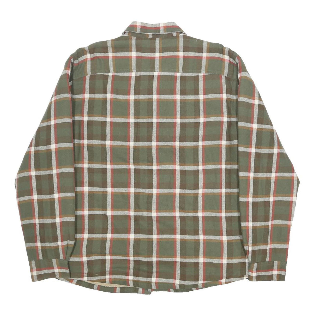 WRANGLER Fleece lined Mens Green & Brown Check Cotton Blend Shirt L Casual