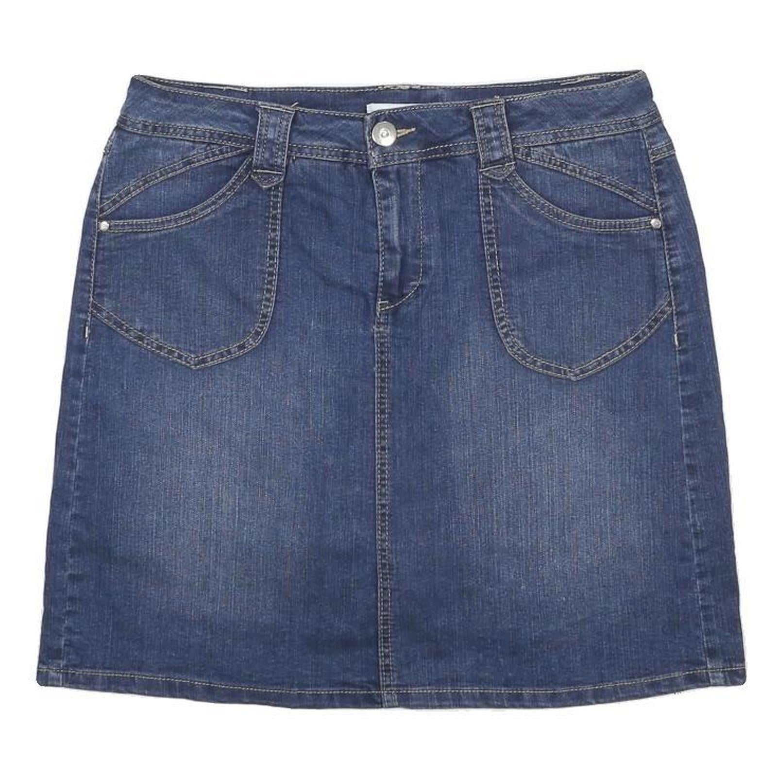 CHRISTOPHER & BANKS Womens Blue Cotton Blend Denim Straight Skort Skirt M