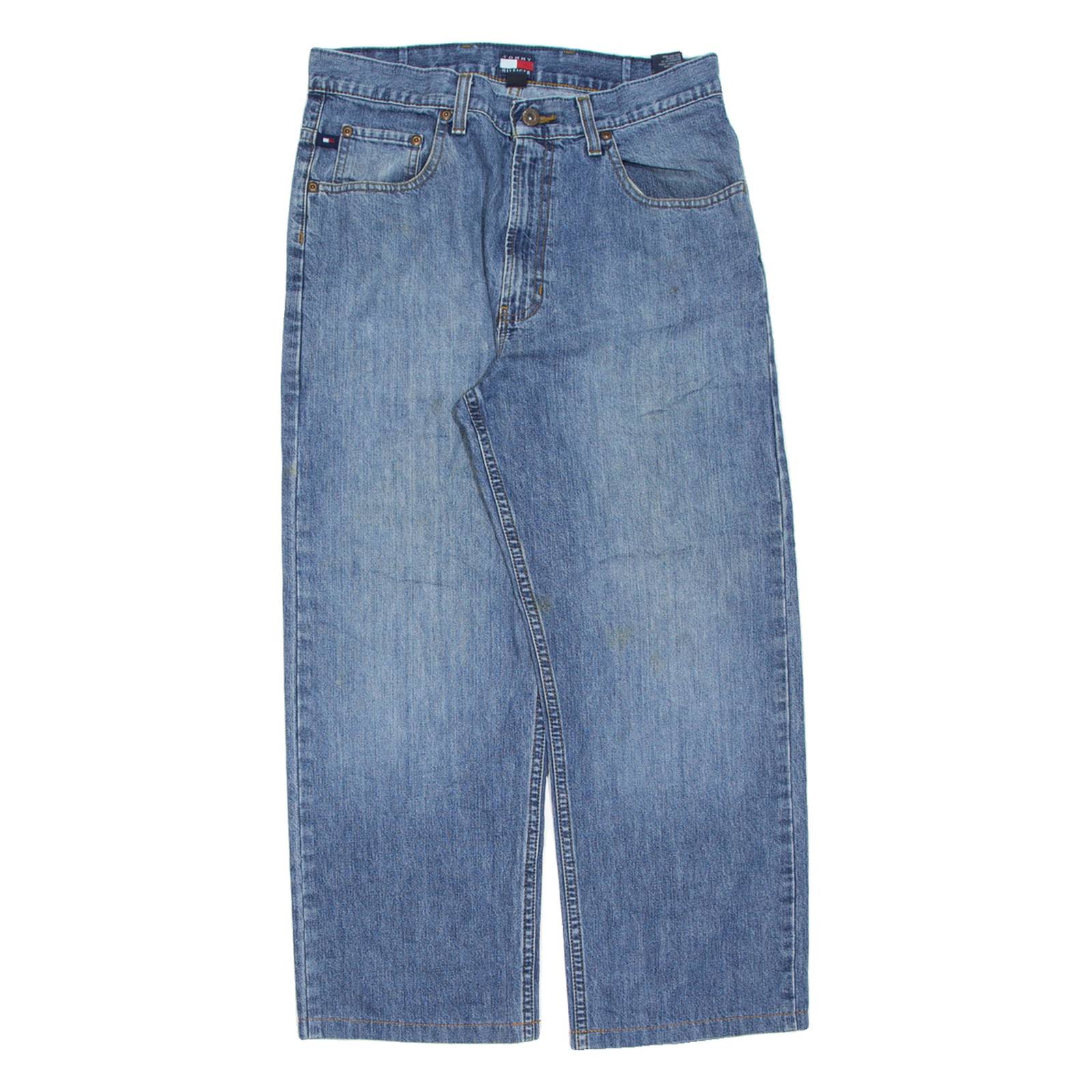 TOMMY HILFIGER Mens Jeans Blue Regular Straight Stone Wash W32 L25