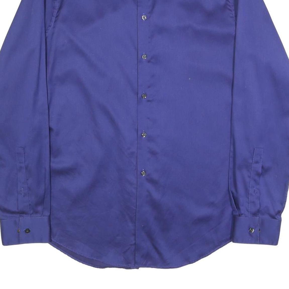 CALVIN KLEIN Mens Blue Shirt L Cotton Long Sleeve Button Closure Classic Fit