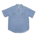BASIC EDITION Mens Blue Cotton Blend Denim Shirt L Casual Short Sleeve Button