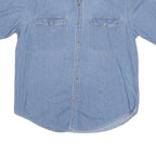 BASIC EDITION Mens Blue Cotton Blend Denim Shirt L Casual Short Sleeve Button