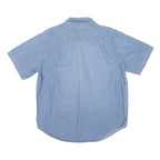 BASIC EDITION Mens Blue Cotton Blend Denim Shirt L Casual Short Sleeve Button