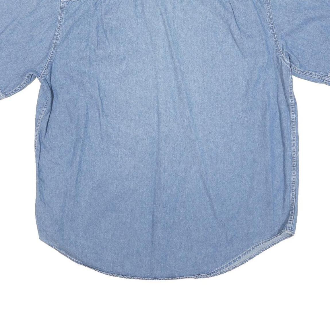 BASIC EDITION Mens Blue Cotton Blend Denim Shirt L Casual Short Sleeve Button