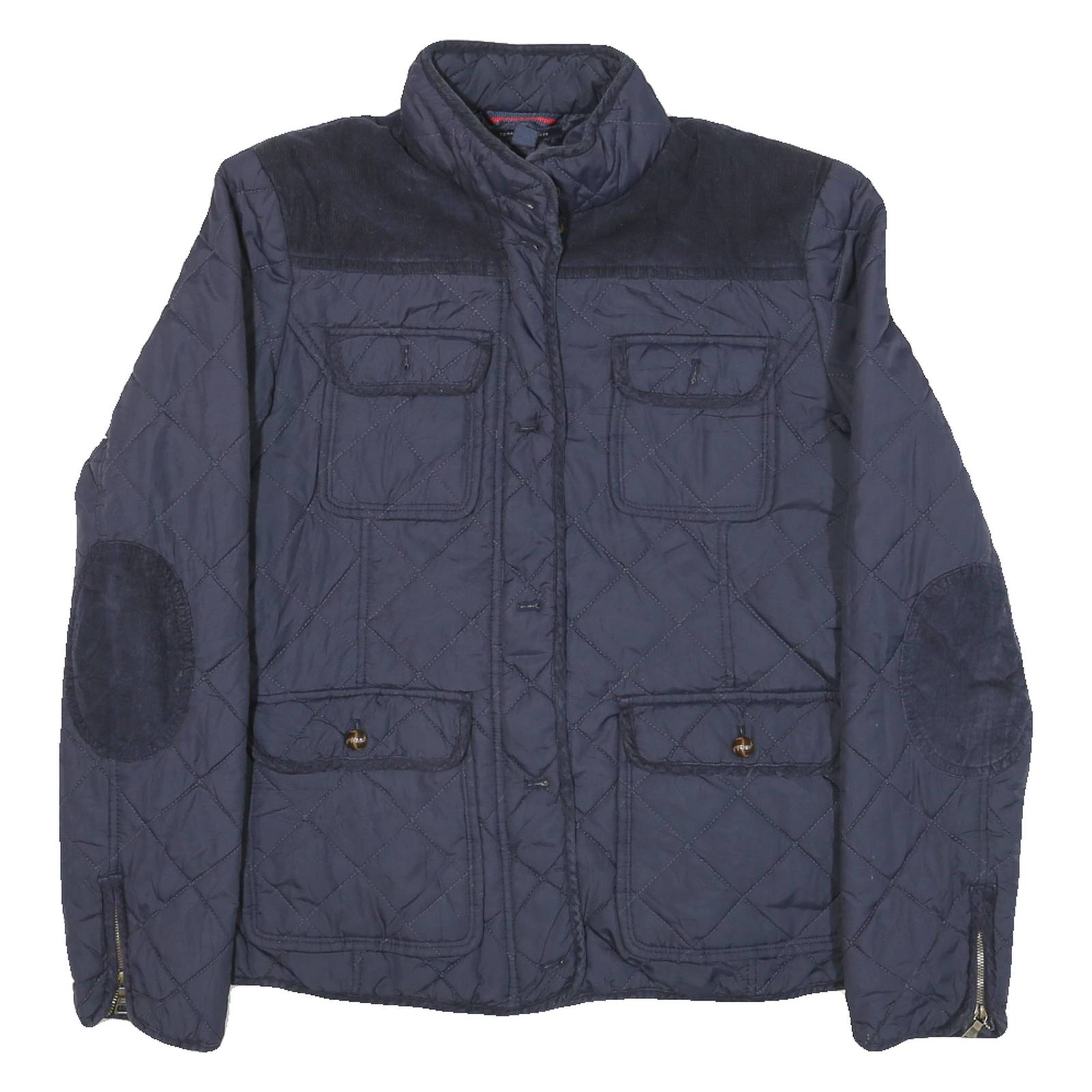 TOMMY HILFIGER Womens Navy Blue Quilted Jacket M Polyester Blend Zip Casual