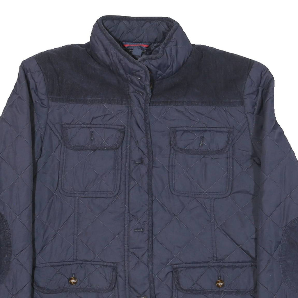 TOMMY HILFIGER Womens Navy Blue Quilted Jacket M Polyester Blend Zip Casual