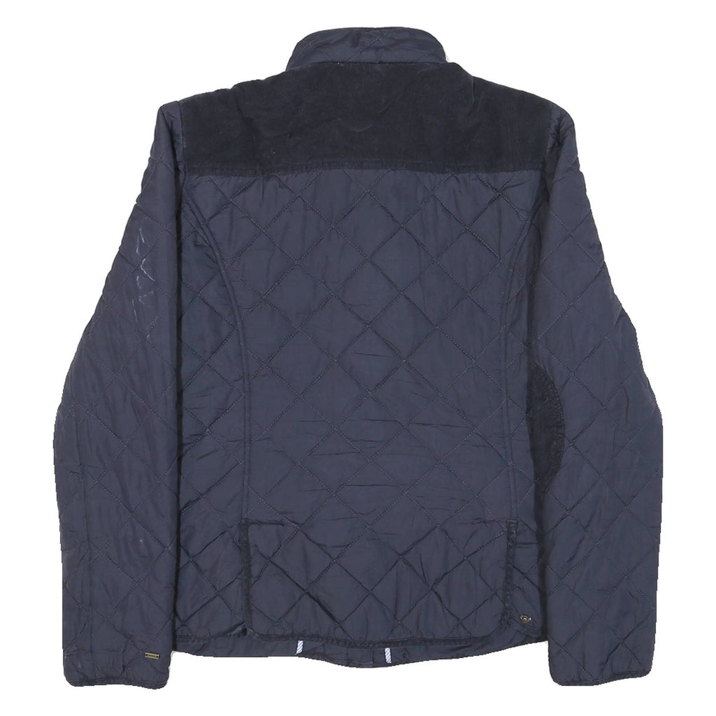 TOMMY HILFIGER Womens Navy Blue Quilted Jacket M Polyester Blend Zip Casual