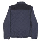 TOMMY HILFIGER Womens Navy Blue Quilted Jacket M Polyester Blend Zip Casual