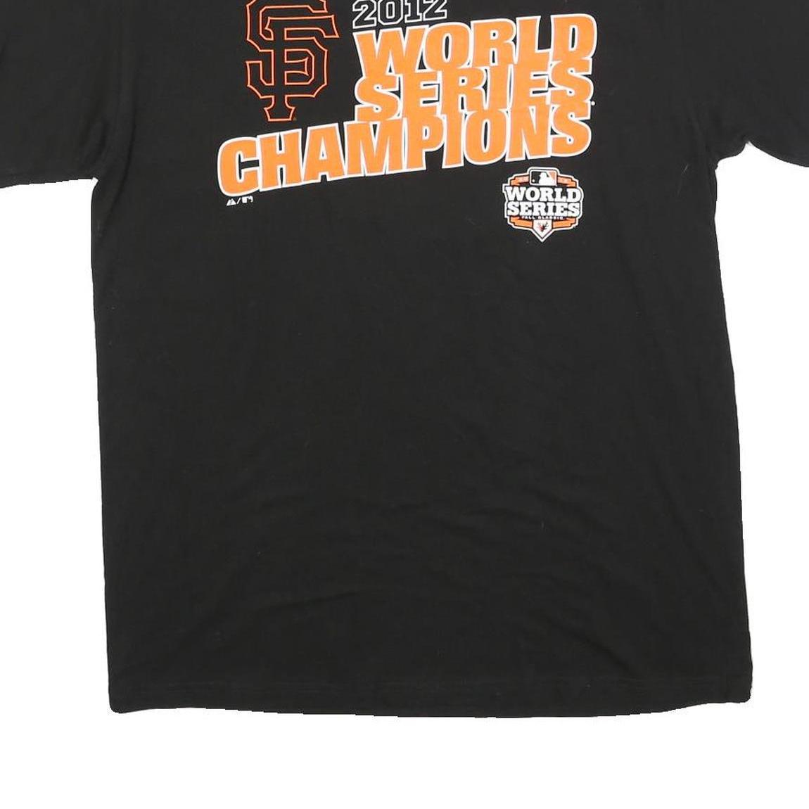 MAJESTIC Mens Black 2012 World Series Champions Graphic T-Shirt L Short Sleeve