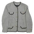 Womens Black & White Houndstooth Button Jacket M Polyester Blend Classic