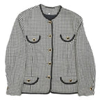 Womens Black & White Houndstooth Button Jacket M Polyester Blend Classic