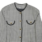 Womens Black & White Houndstooth Button Jacket M Polyester Blend Classic