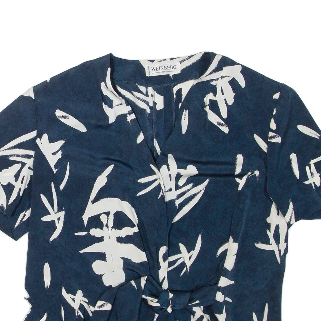 WEINBERG PARIS Womens Printed Blouse Blue V-Neck M