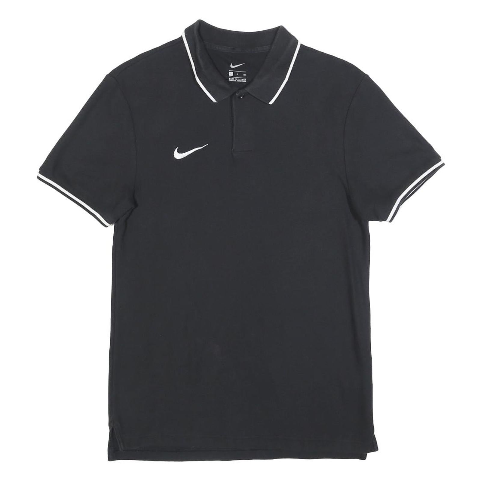 NIKE Mens Black & White Short Sleeve Plain Polo Shirt S Cotton Blend Casual