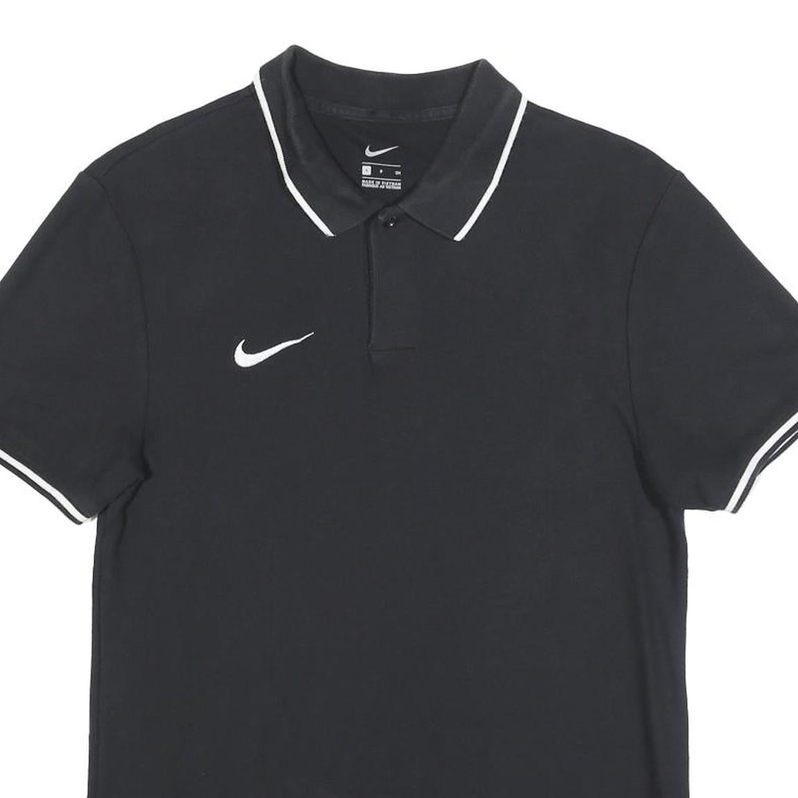 NIKE Mens Black & White Short Sleeve Plain Polo Shirt S Cotton Blend Casual