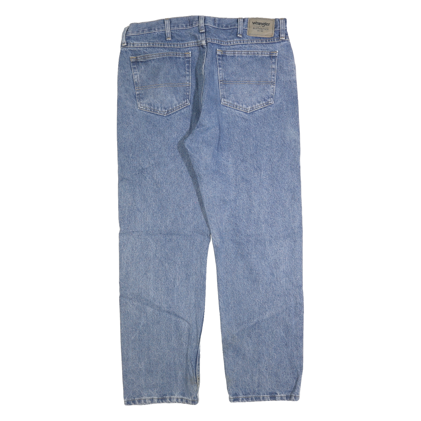 WRANGLER Mens Blue Regular Fit Straight Leg Denim Medium W37 L30 Cotton Zip