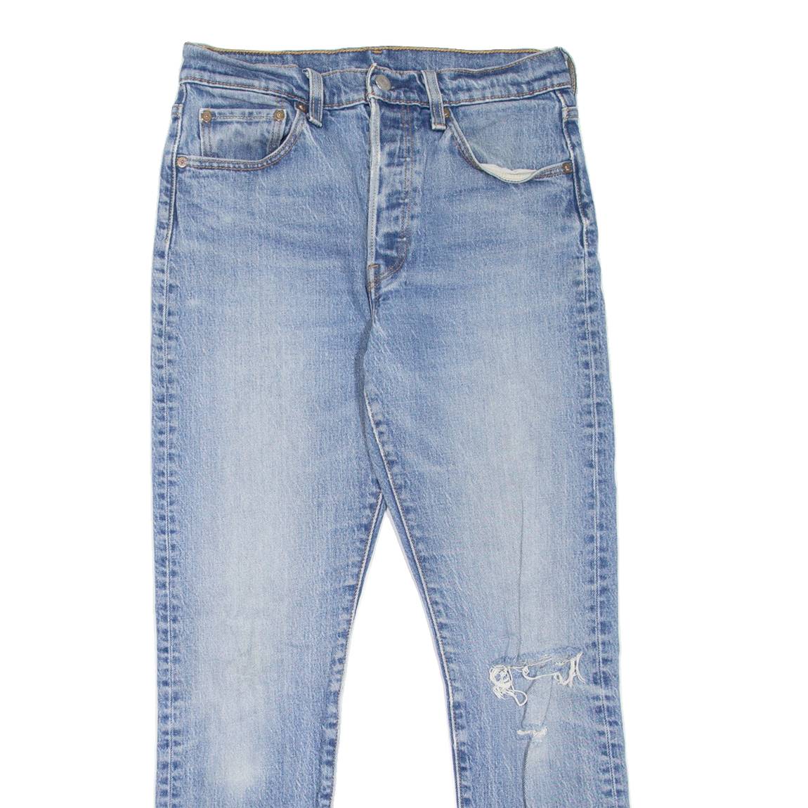 LEVI'S 501S Jeans Distressed Womens Blue Skinny Straight Stone Wash W27 L27
