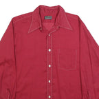 DOUBLE PRESS Mens Red Shirt L Cotton Blend Classic Fit Casual Button Shirt