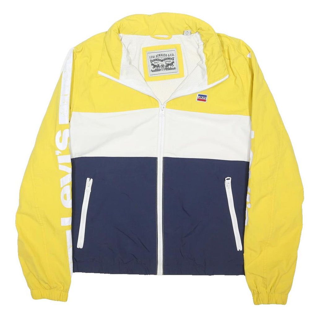 LEVI'S Mens Yellow & White & Blue Zip Jacket M Polyester Blend Colourblock