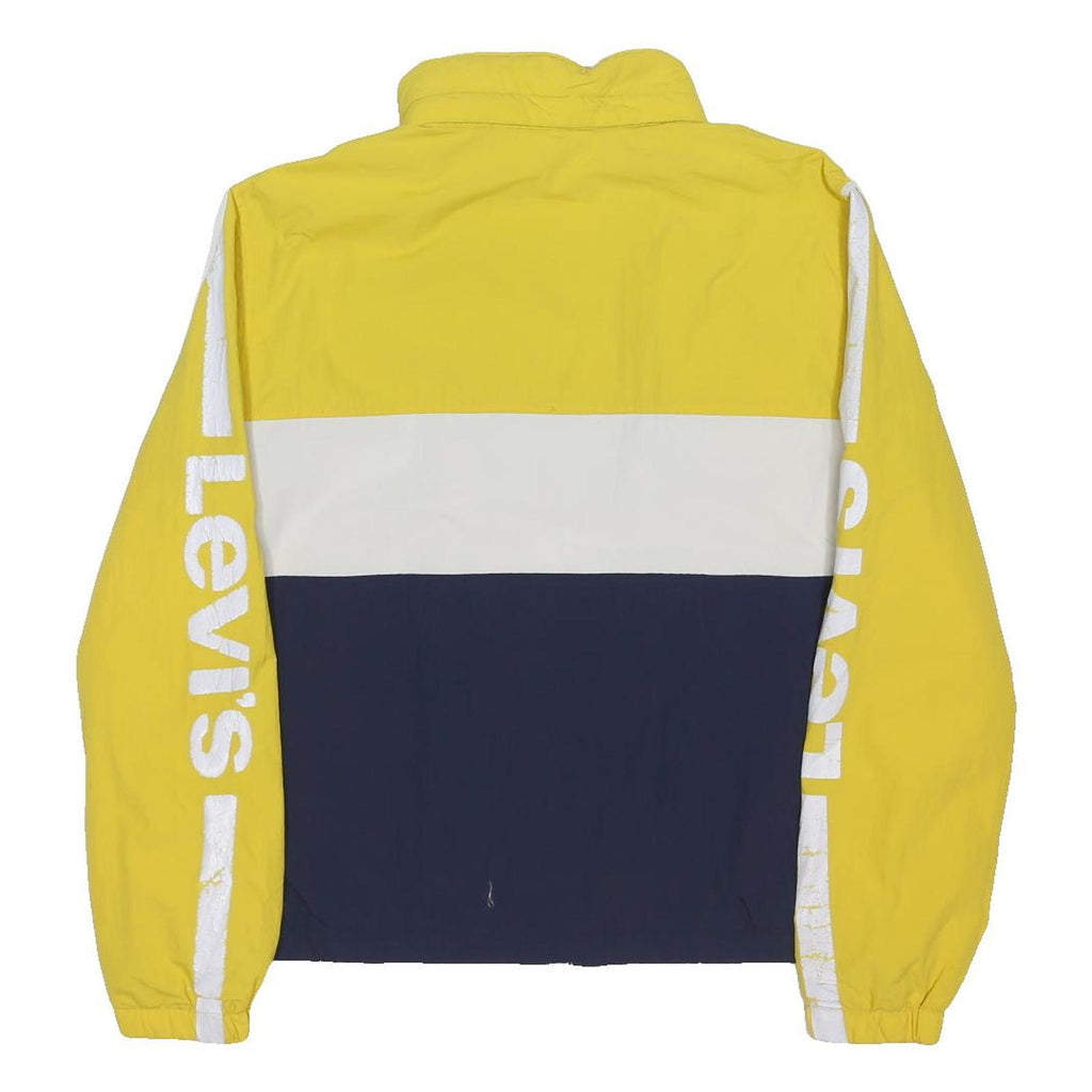 LEVI'S Mens Yellow & White & Blue Zip Jacket M Polyester Blend Colourblock