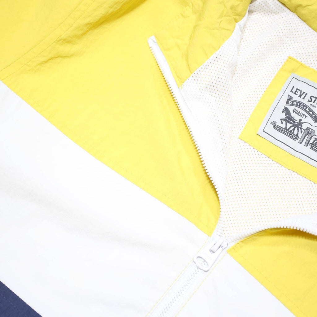 LEVI'S Mens Yellow & White & Blue Zip Jacket M Polyester Blend Colourblock