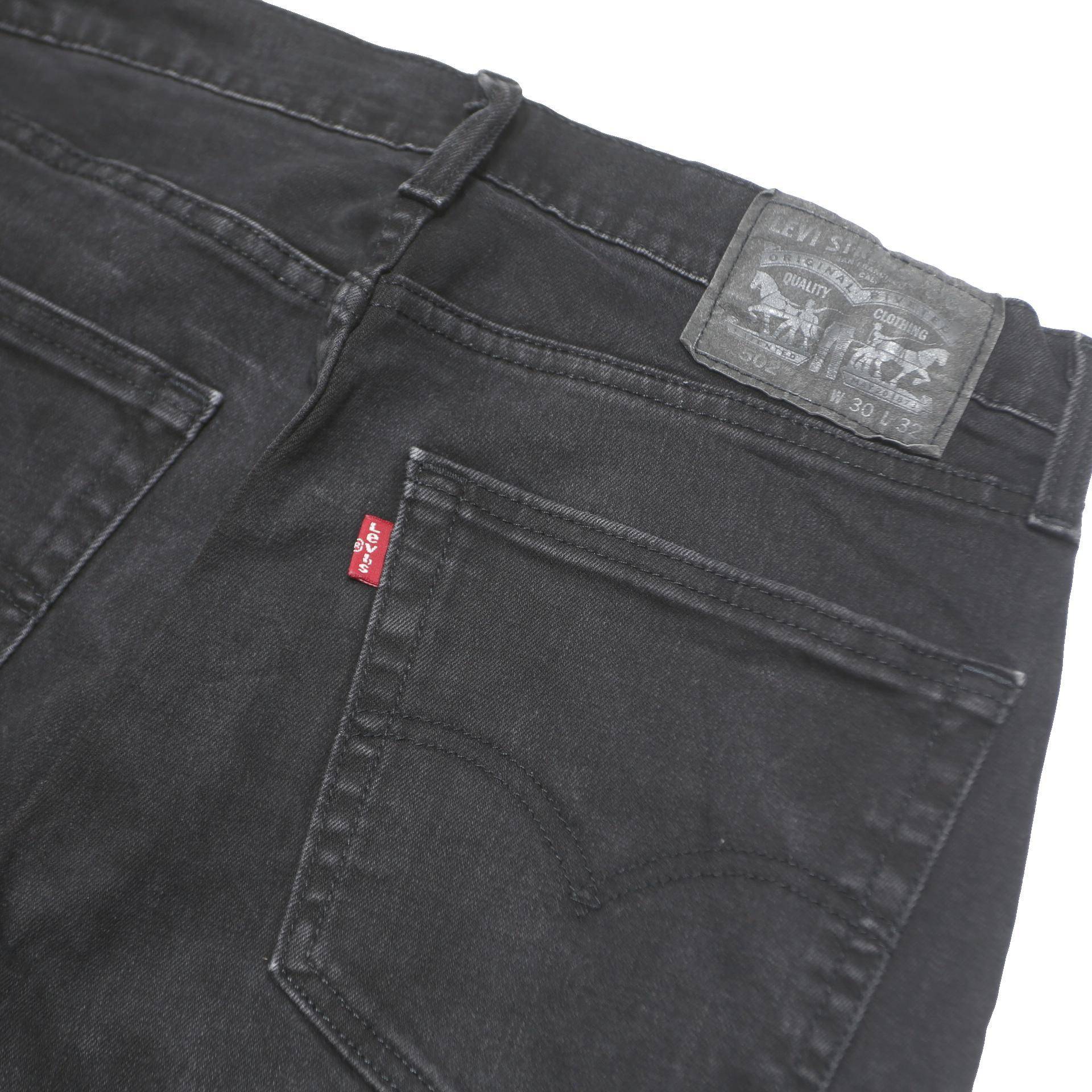 LEVI'S 502 Mens Jeans Black Slim Skinny Denim Medium W30 L32 Classic Style