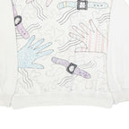 BASSETT WALKER Womens White Pullover Sweatshirt XL Abstract Hands Pattern