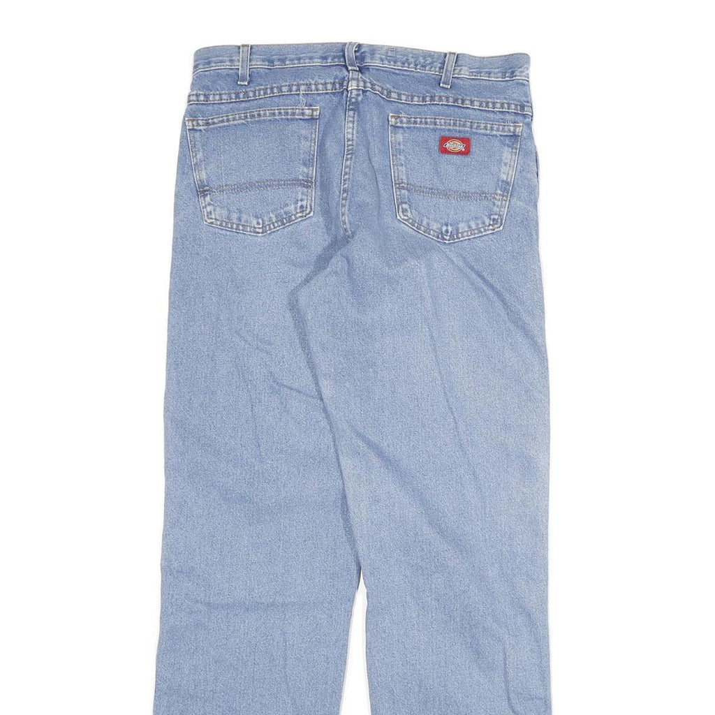 DICKIES Mens Regular Fit Denim Jeans Light Blue W34 L34 Cotton Blend Zip