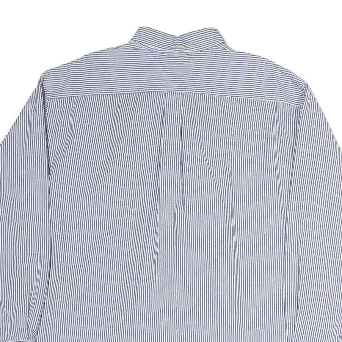 TOMMY HILFIGER Mens Blue & White Striped Cotton Shirt XL Classic Fit Button Down