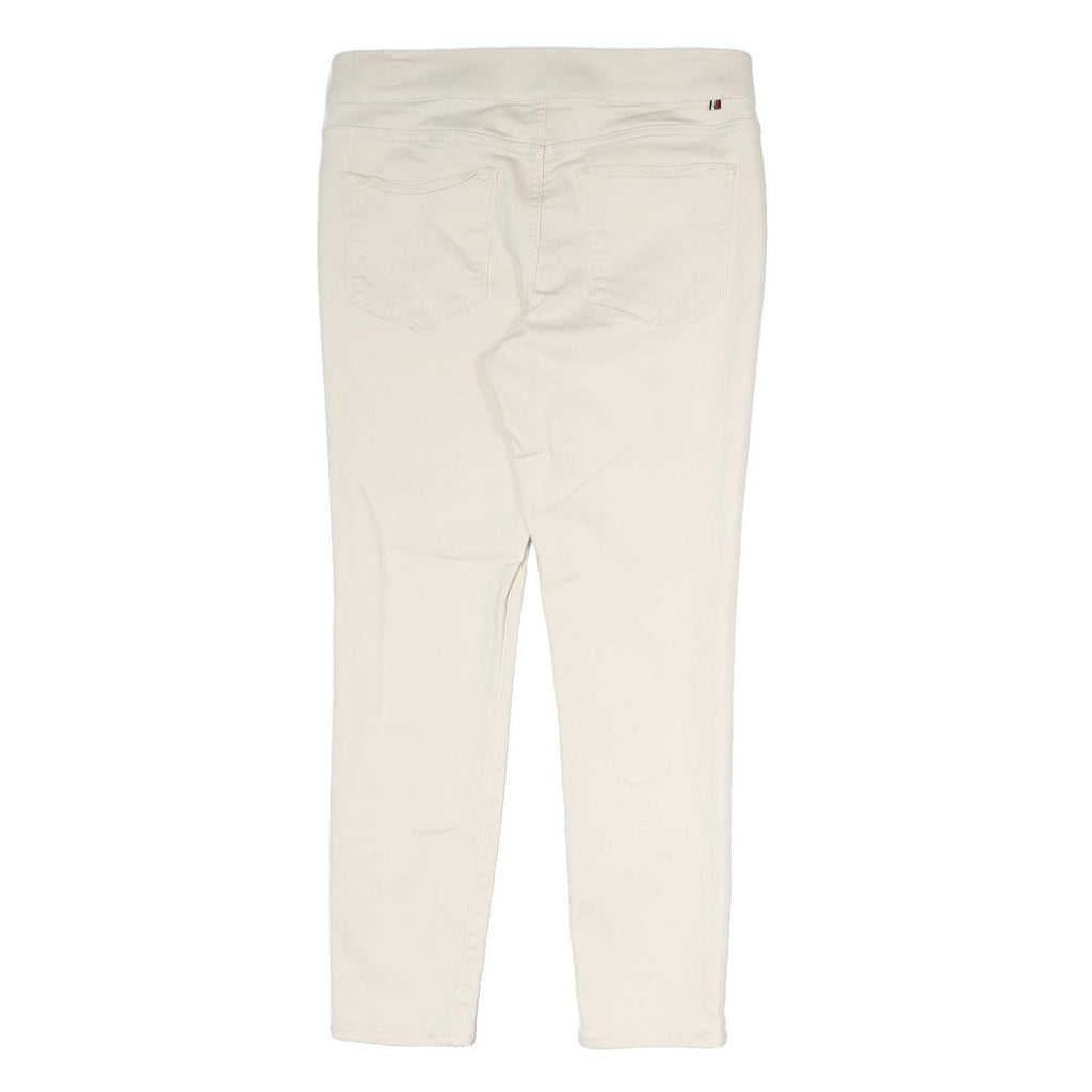 TOMMY HILFIGER Womens Cotton Blend Cream Slim Trousers W30 L28 Stylish Comfort