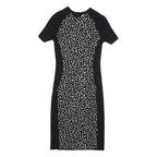 TORY BURCH Womens Black & White Wool Blend Bodycon Knit Short Sleeve Knee Length