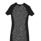 TORY BURCH Womens Black & White Wool Blend Bodycon Knit Short Sleeve Knee Length