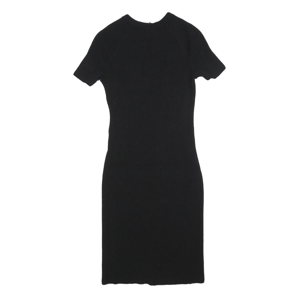TORY BURCH Womens Black & White Wool Blend Bodycon Knit Short Sleeve Knee Length