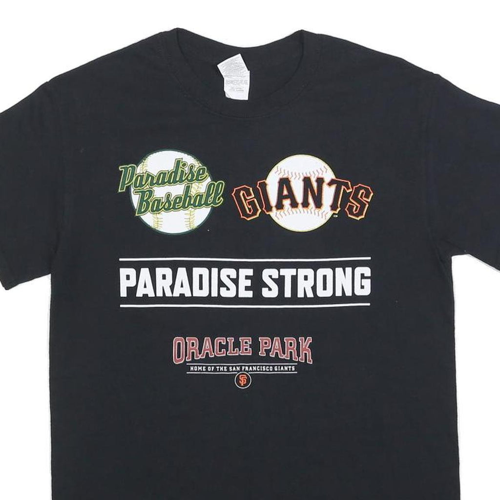 GILDAN Mens Black Paradise Baseball Giants Graphic T-Shirt S Crew Neck Short