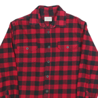 JACHS Mens Red & Black Check Shirt M Cotton Blend Long Sleeve Casual Button