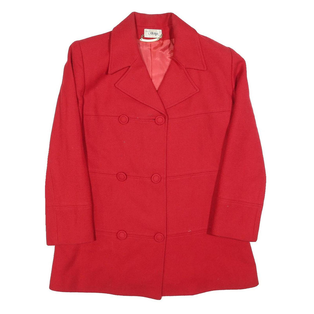 MOTYS Womens Red Wool Button Jacket M Classic Plain Stylish Warm Layer