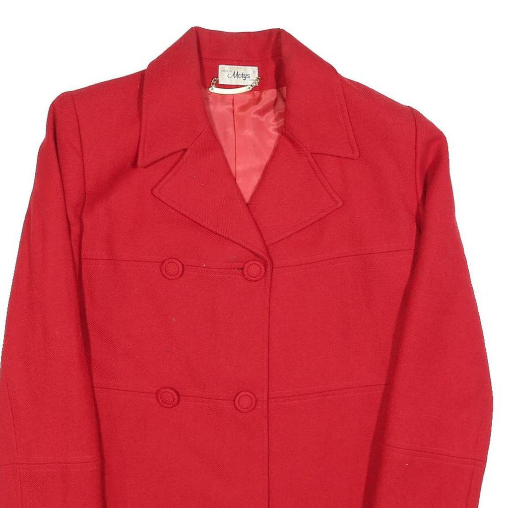 MOTYS Womens Red Wool Button Jacket M Classic Plain Stylish Warm Layer