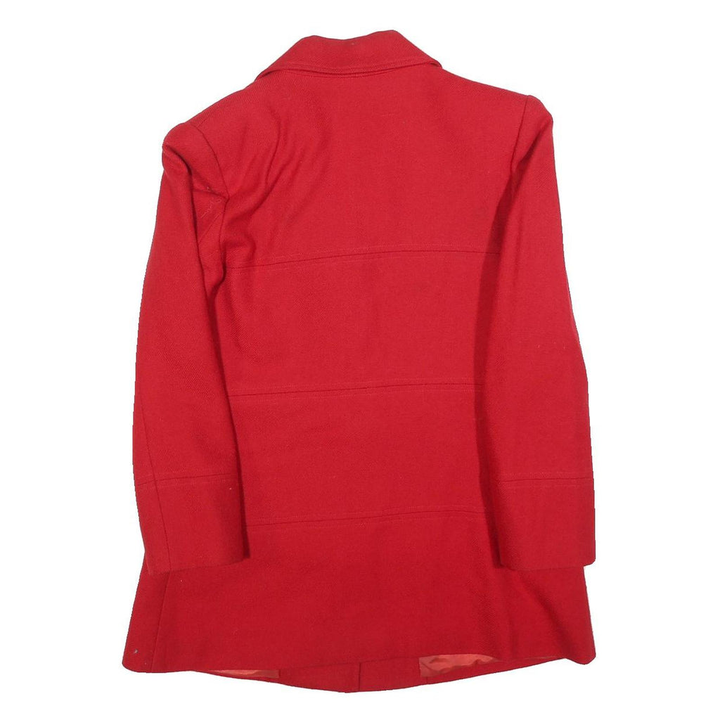 MOTYS Womens Red Wool Button Jacket M Classic Plain Stylish Warm Layer
