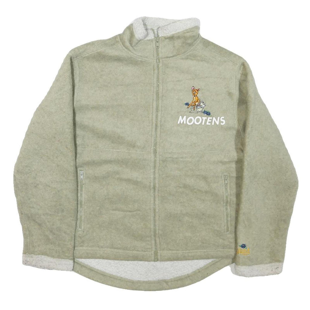 DISNEY Womens Beige Zip Jacket M Polyester Blend Bambi Cartoon Character Motif