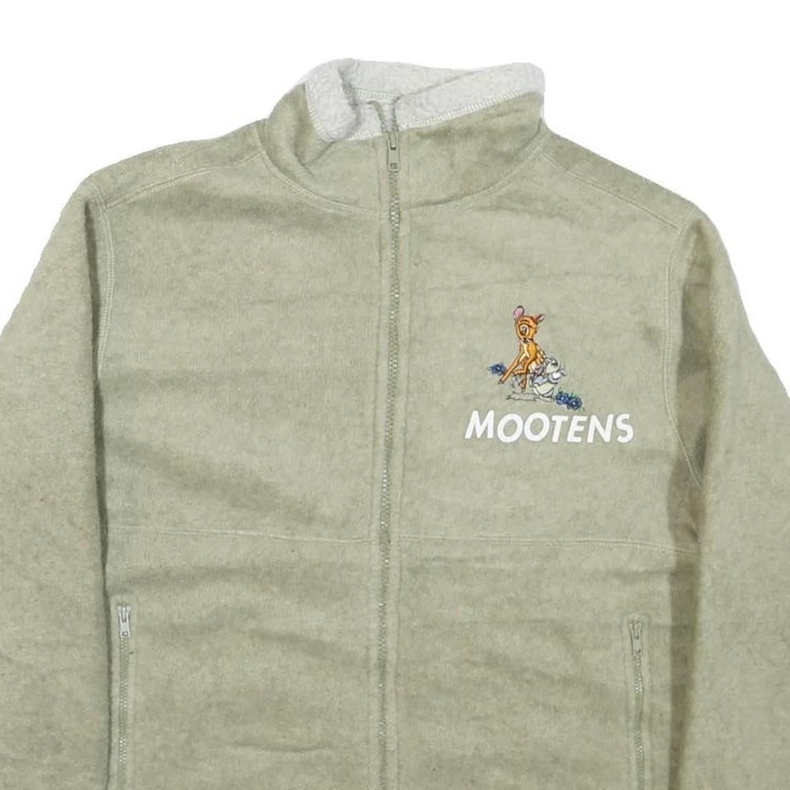 DISNEY Womens Beige Zip Jacket M Polyester Blend Bambi Cartoon Character Motif