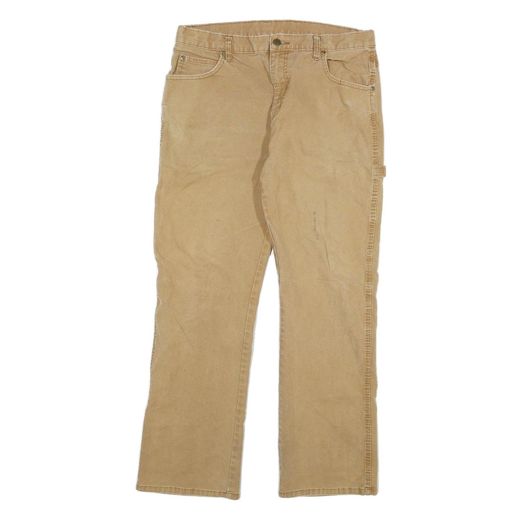 DICKIES Mens Regular Fit Beige Cotton Blend Workwear Trousers W32 L29
