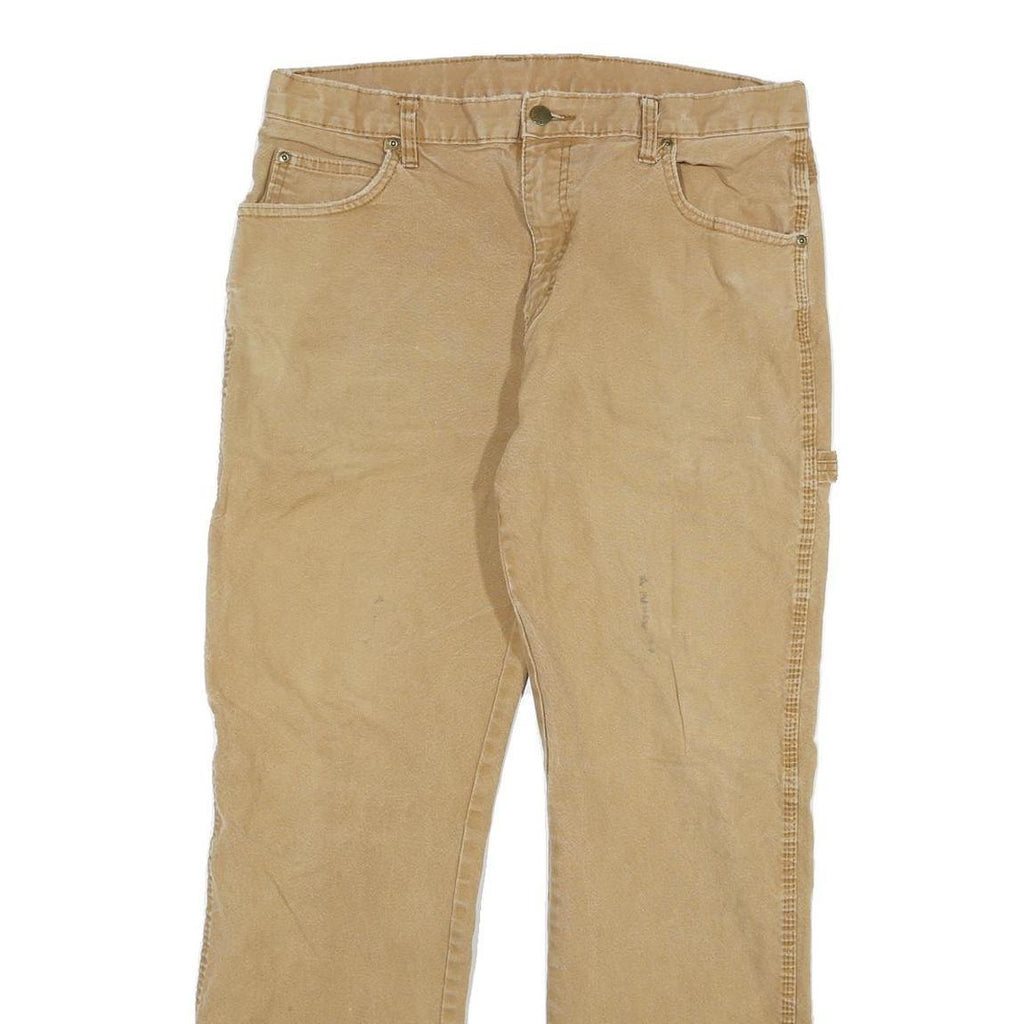 DICKIES Mens Regular Fit Beige Cotton Blend Workwear Trousers W32 L29
