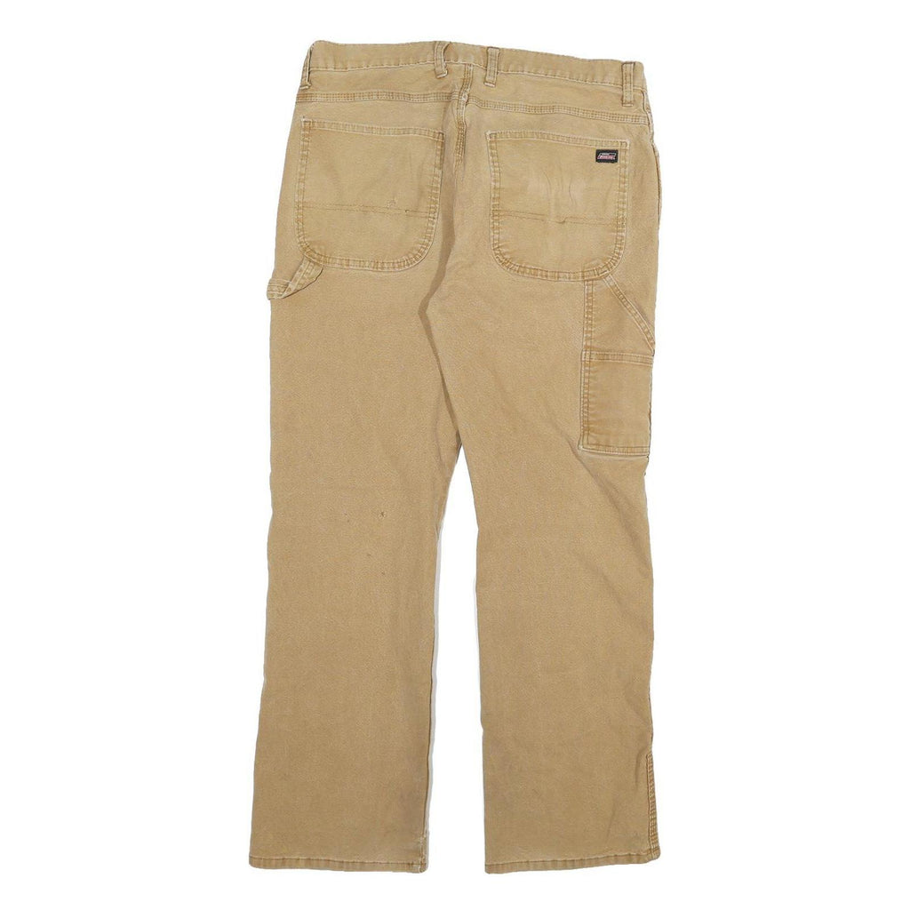 DICKIES Mens Regular Fit Beige Cotton Blend Workwear Trousers W32 L29