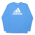 ADIDAS Mens Blue Long Sleeve Crew Neck Cotton Blend T-Shirt L Logo