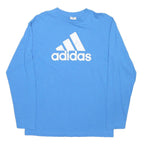 ADIDAS Mens Blue Long Sleeve Crew Neck Cotton Blend T-Shirt L Logo