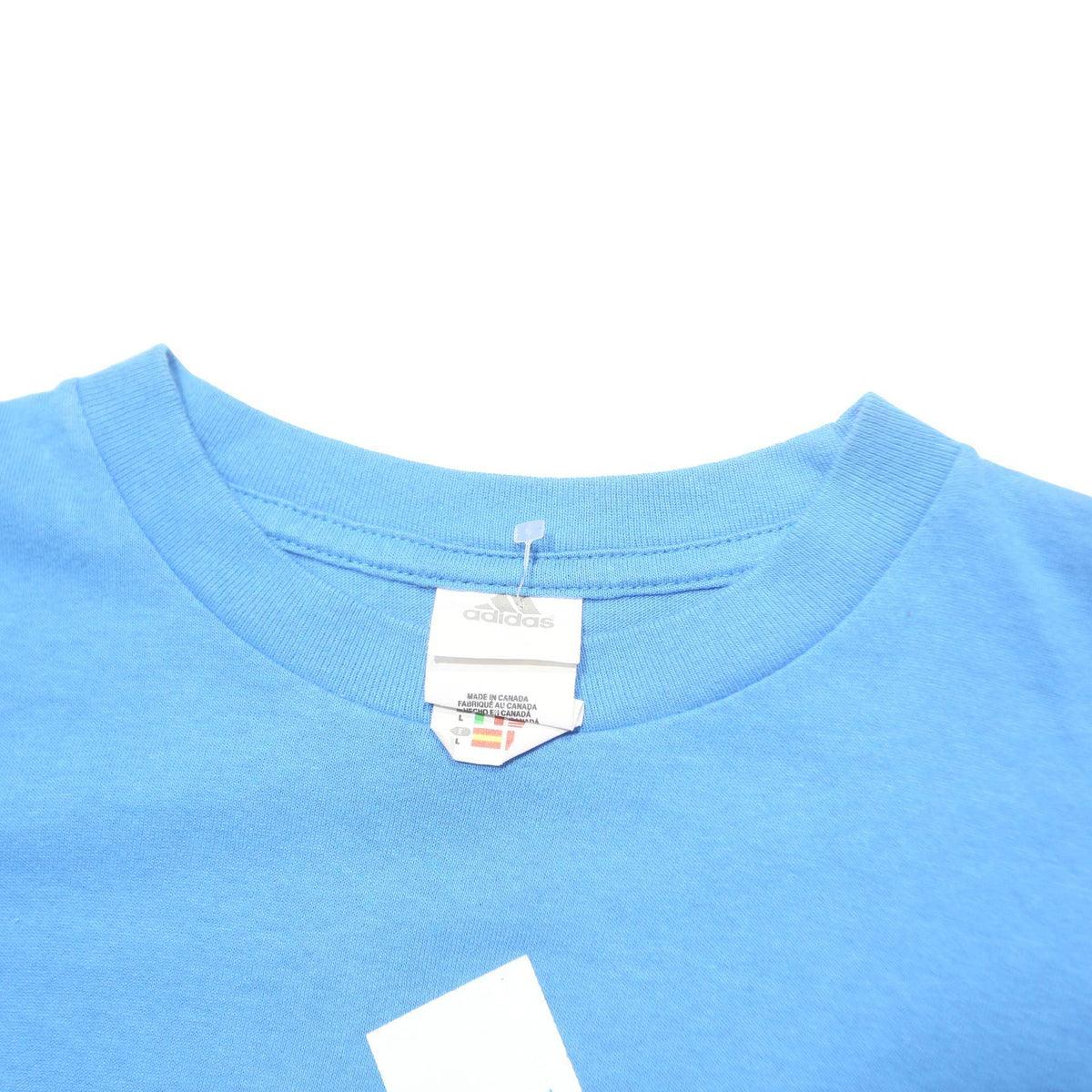 ADIDAS Mens Blue Long Sleeve Crew Neck Cotton Blend T-Shirt L Logo