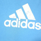 ADIDAS Mens Blue Long Sleeve Crew Neck Cotton Blend T-Shirt L Logo