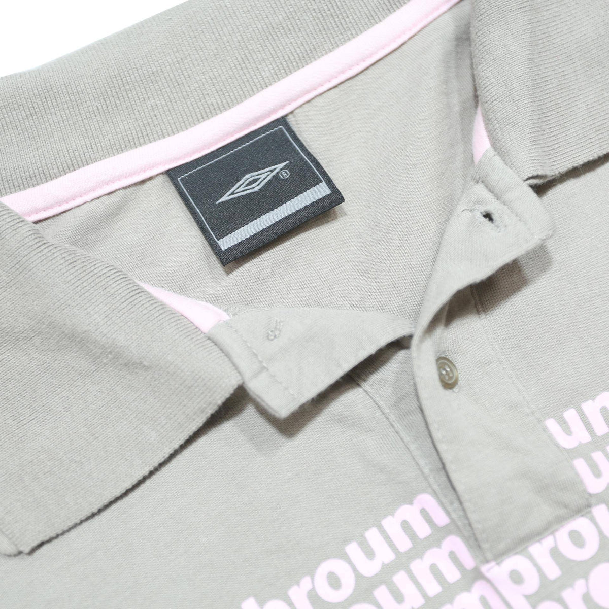 UMBRO Mens Grey Cotton Polo Shirt XL Logo Print Short Sleeve Casual